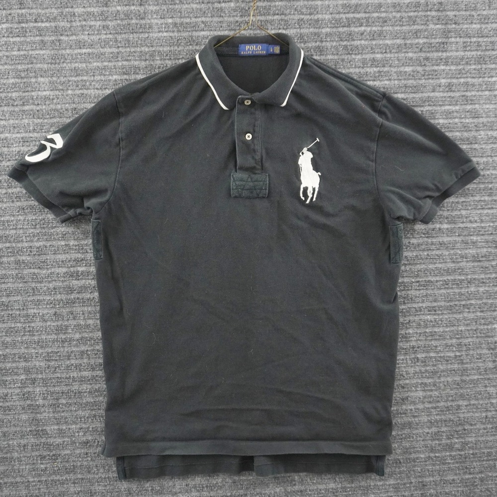 Polo Ralph Lauren Polo Shirt Mens Large Black Big Pony Short Sleeve